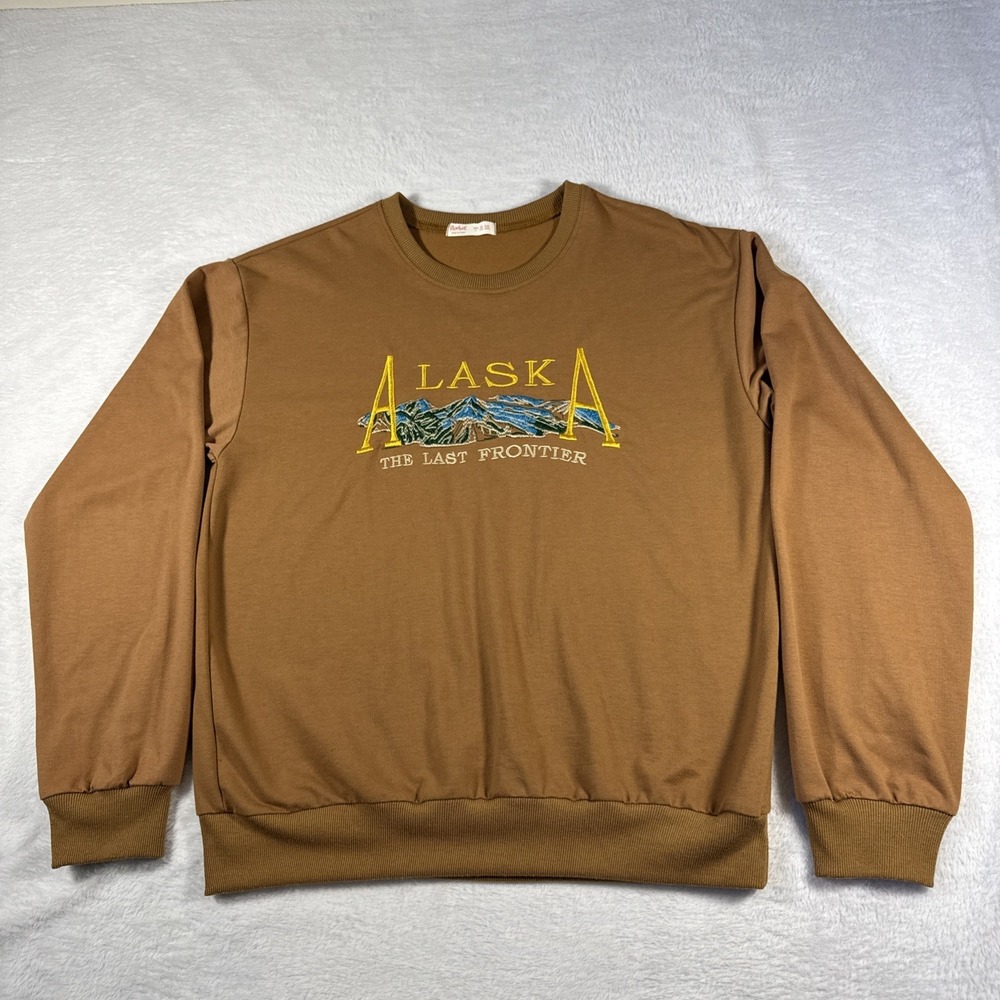 ROMWE Alaska "The Last Frontier" Embroidered Crewneck Sweatshirt Women's Large